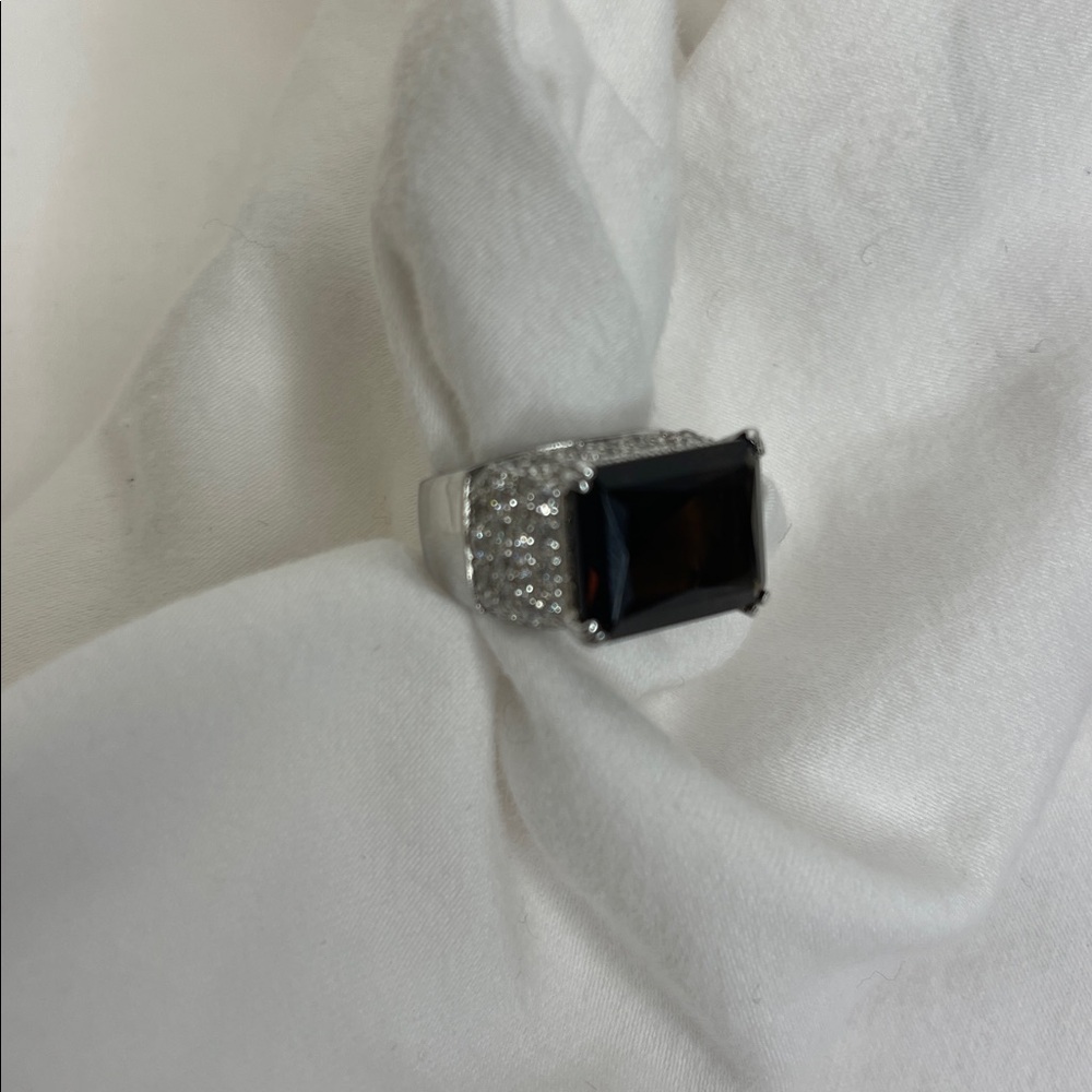 Max Lang Sterling Silver Brown Topaz and Rhinestone Ring Size 5 EUC Like New